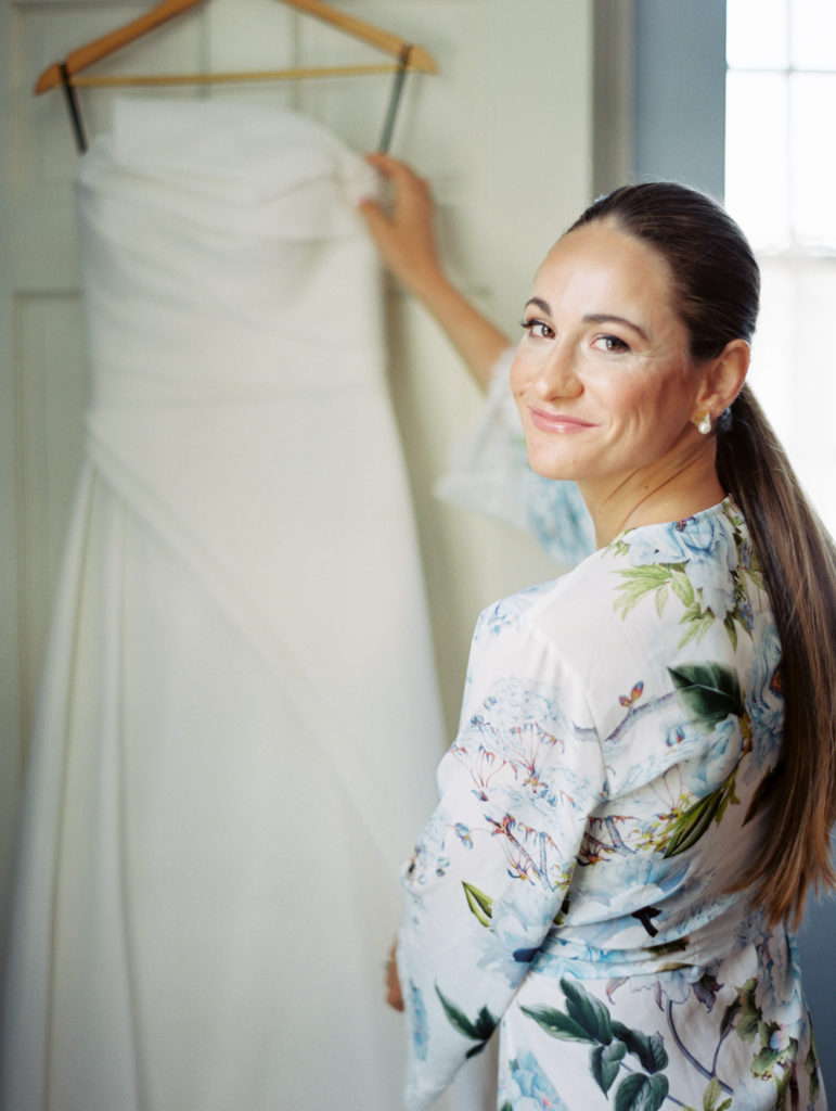 bride getting ready with Rubin Singer wedding dress | Mary Dougherty