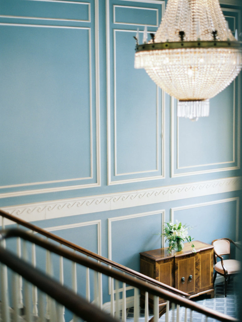 interior of Genesee Valley Club upstairs blue room landing | Mary Dougherty