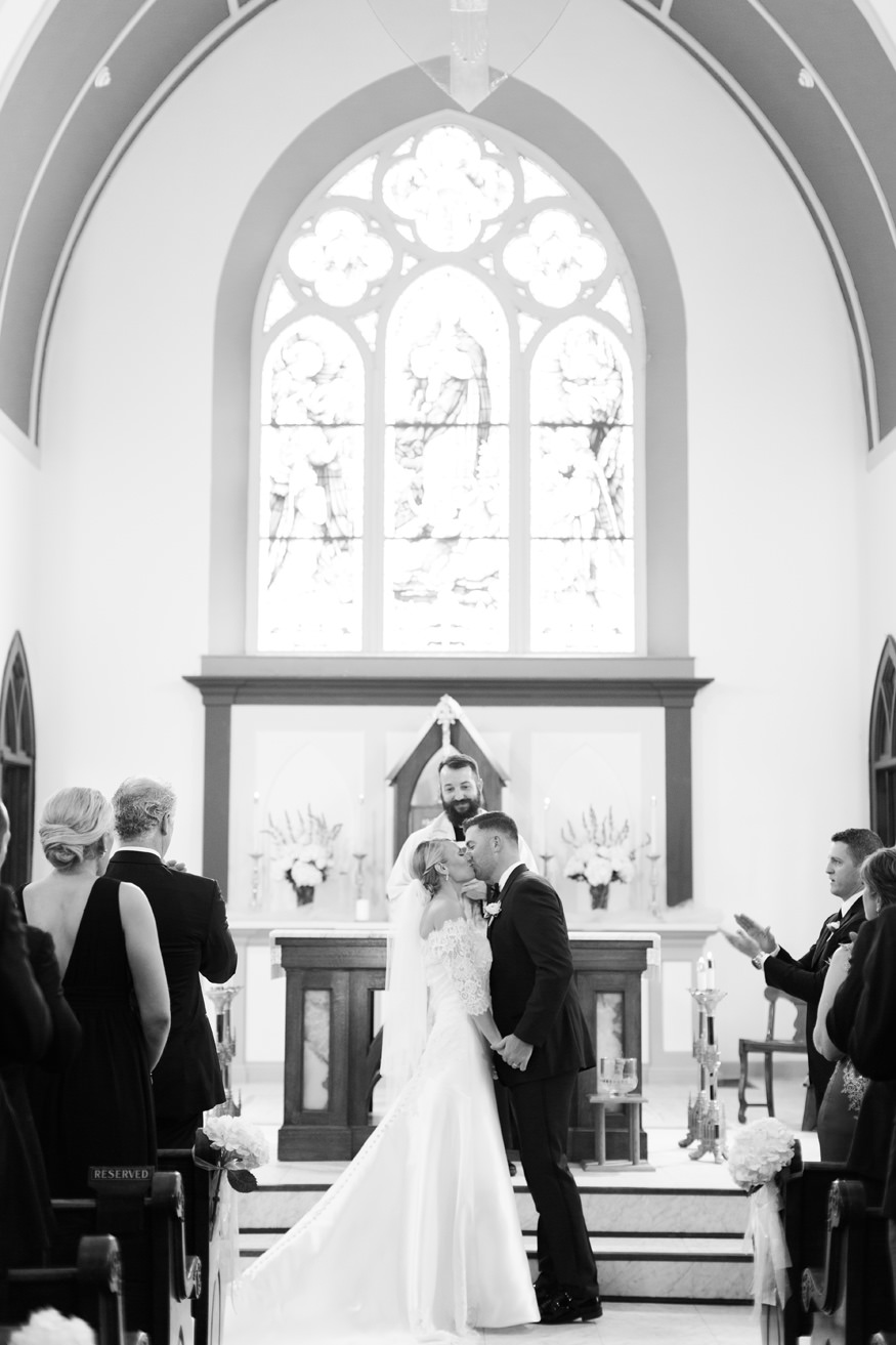 Wedding Kiss St. Mary's Church Cooperstown New York | Mary Dougherty