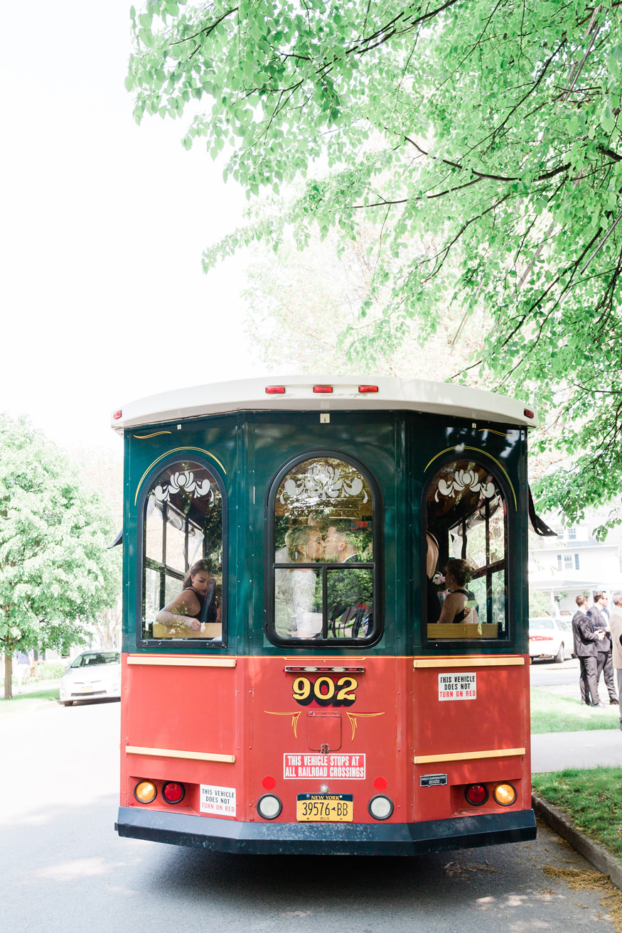 Trolley for bridal party wedding day in Cooperstown New York | Mary Dougherty