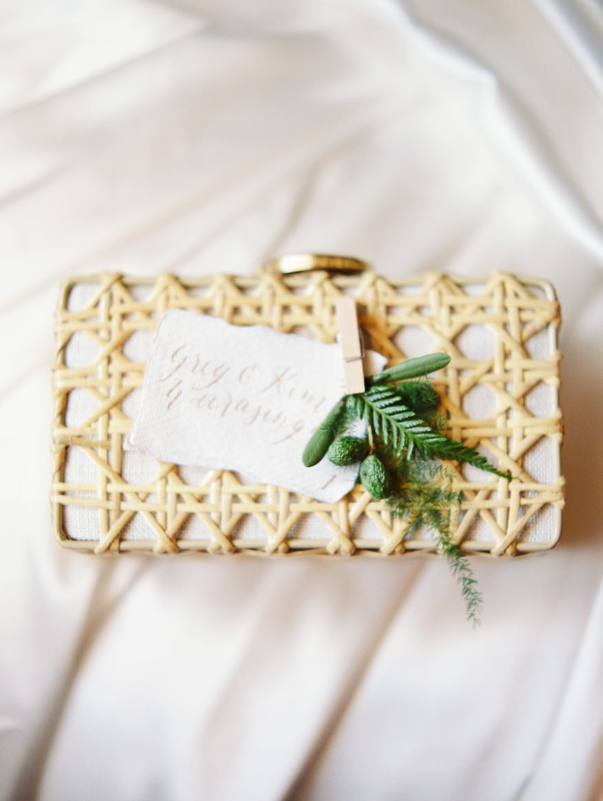 bridal style detail caned wedding purse with calligraphy name card | Mary Dougherty