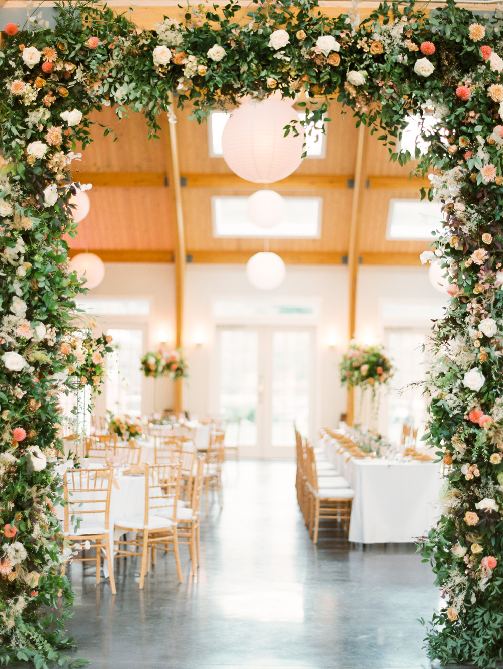 Floral Arch Installation at Full Moon Resort by Hops Petunia | Mary Dougherty Photography