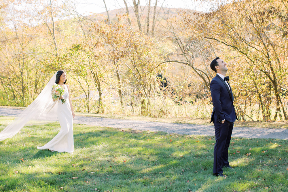 Catskills Wedding First Look at Full Moon Resort by Mary Dougherty Photography
