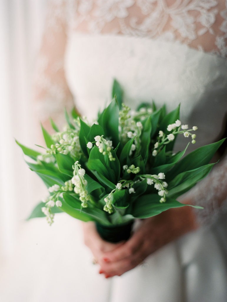 Christmas Brunch Wedding at the Buffalo Club with simple lily of the valley bouquet | Mary Dougherty photography