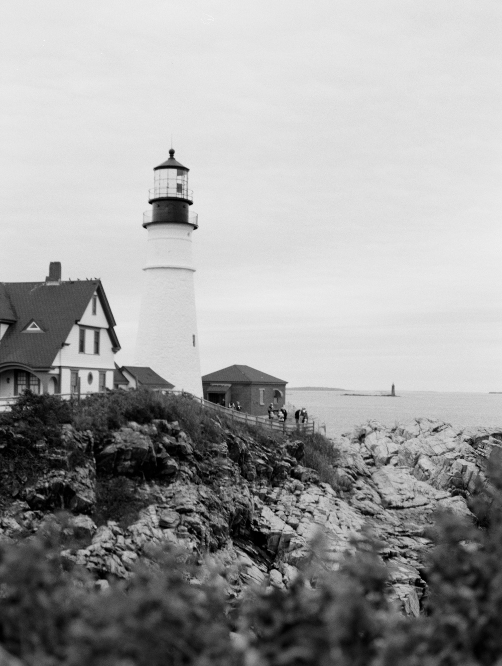 Portland Head Light Lighthouse bw  film photo view of ocean | Mary Dougherty 