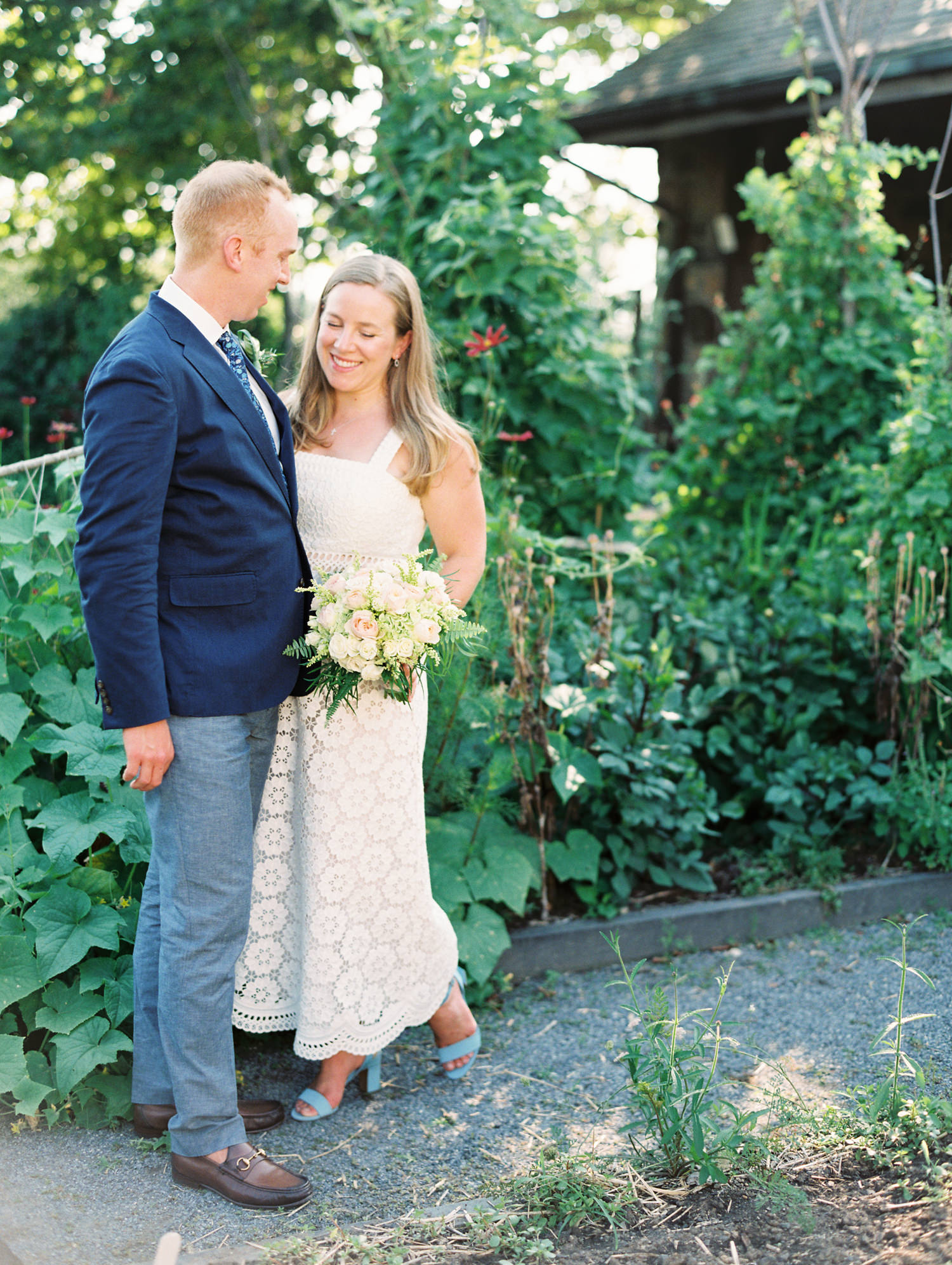Garden Wedding Dress Style | Intimate Picnic Wedding at Blue Hill Stone Barns | photographed by Mary Dougherty 