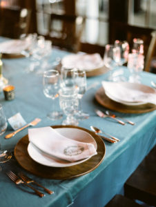Wedding venue table setting in the Athenaeum Hotel