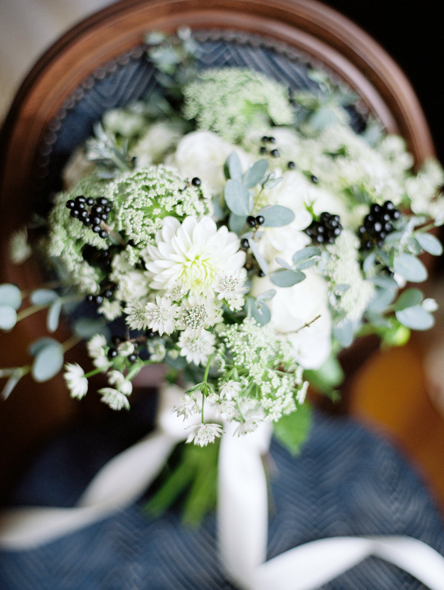 Garden Bouquet in White and Navy for Sleepy Hollow Country Club Wedding, Briarcliff Manor, New York. Mary Doughery Photography