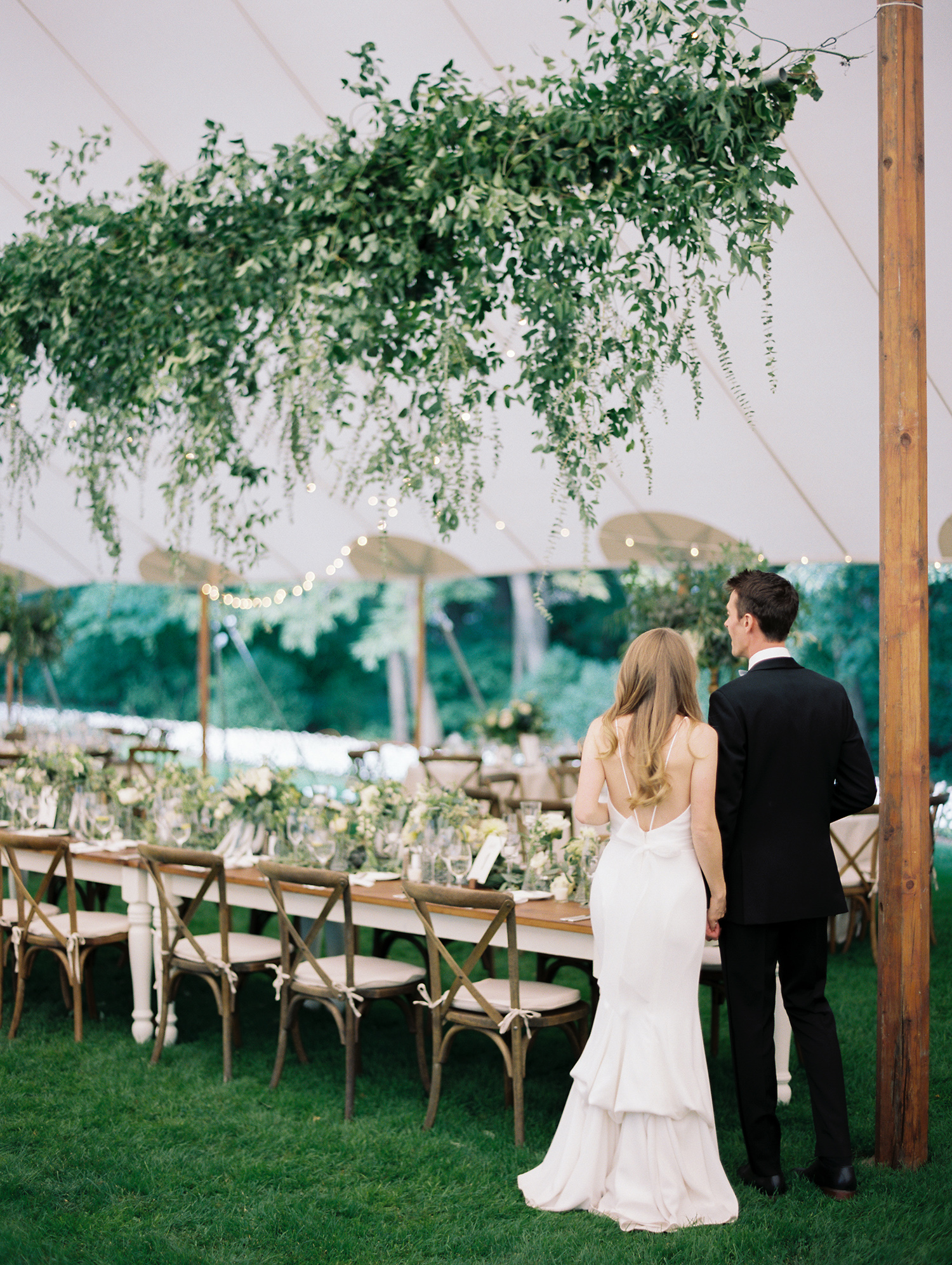 Outdoor wedding reception at Living Roots Winery in upstate New York
