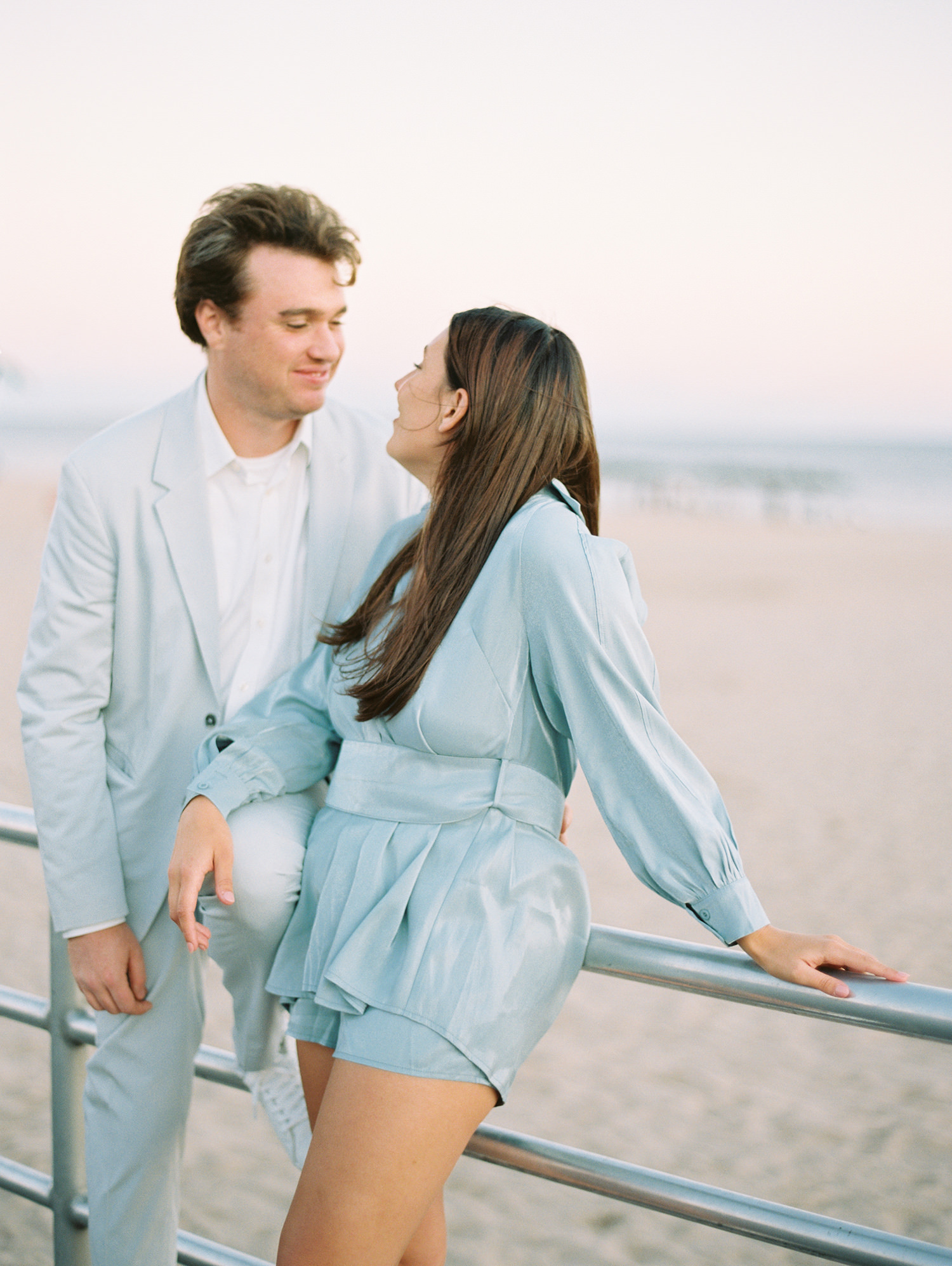 Coney Island Engagement Photo Portrait in front of beach