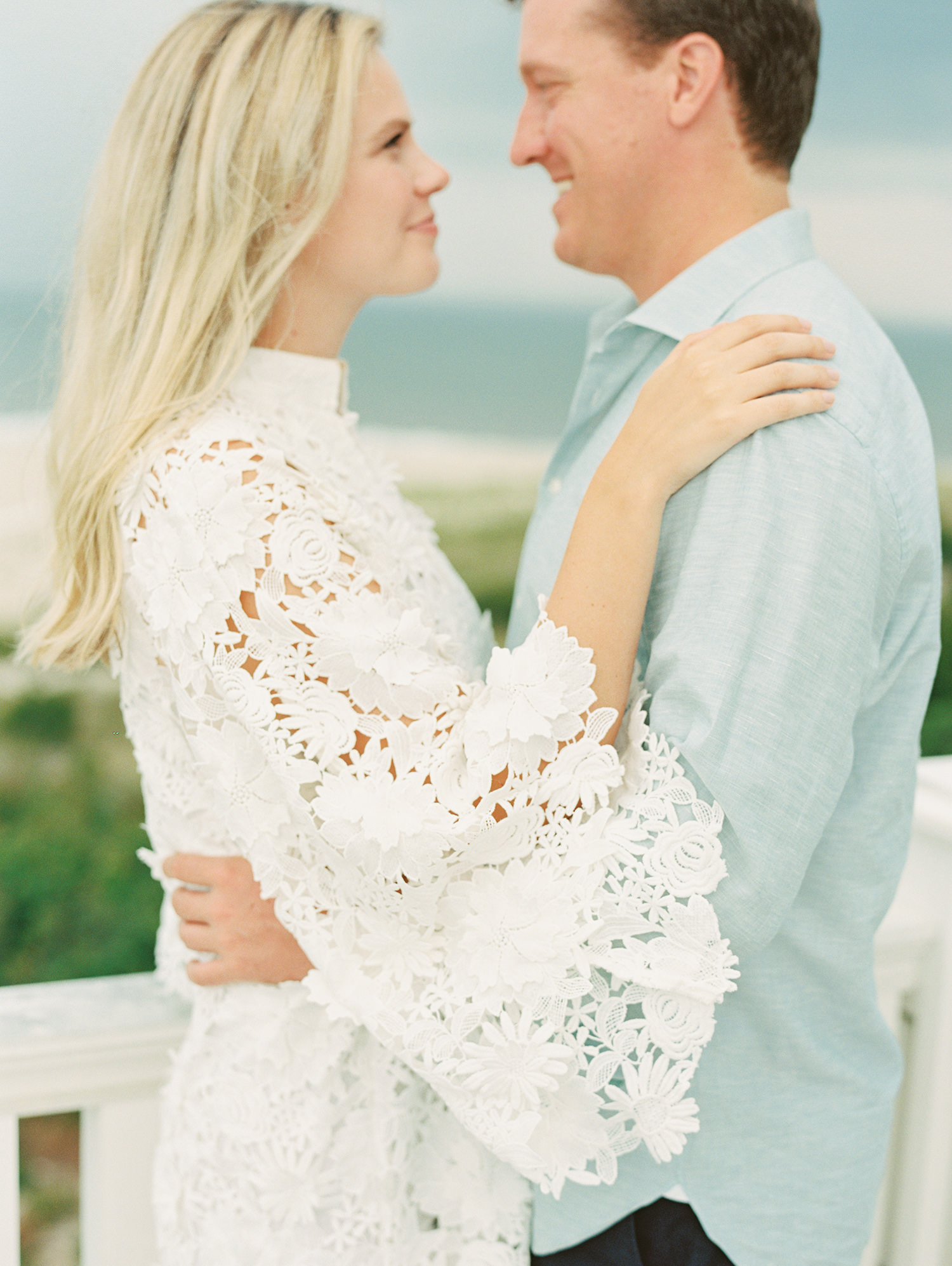 Cape May Sunset beach engagement photo with lace dress by Mary Dougherty