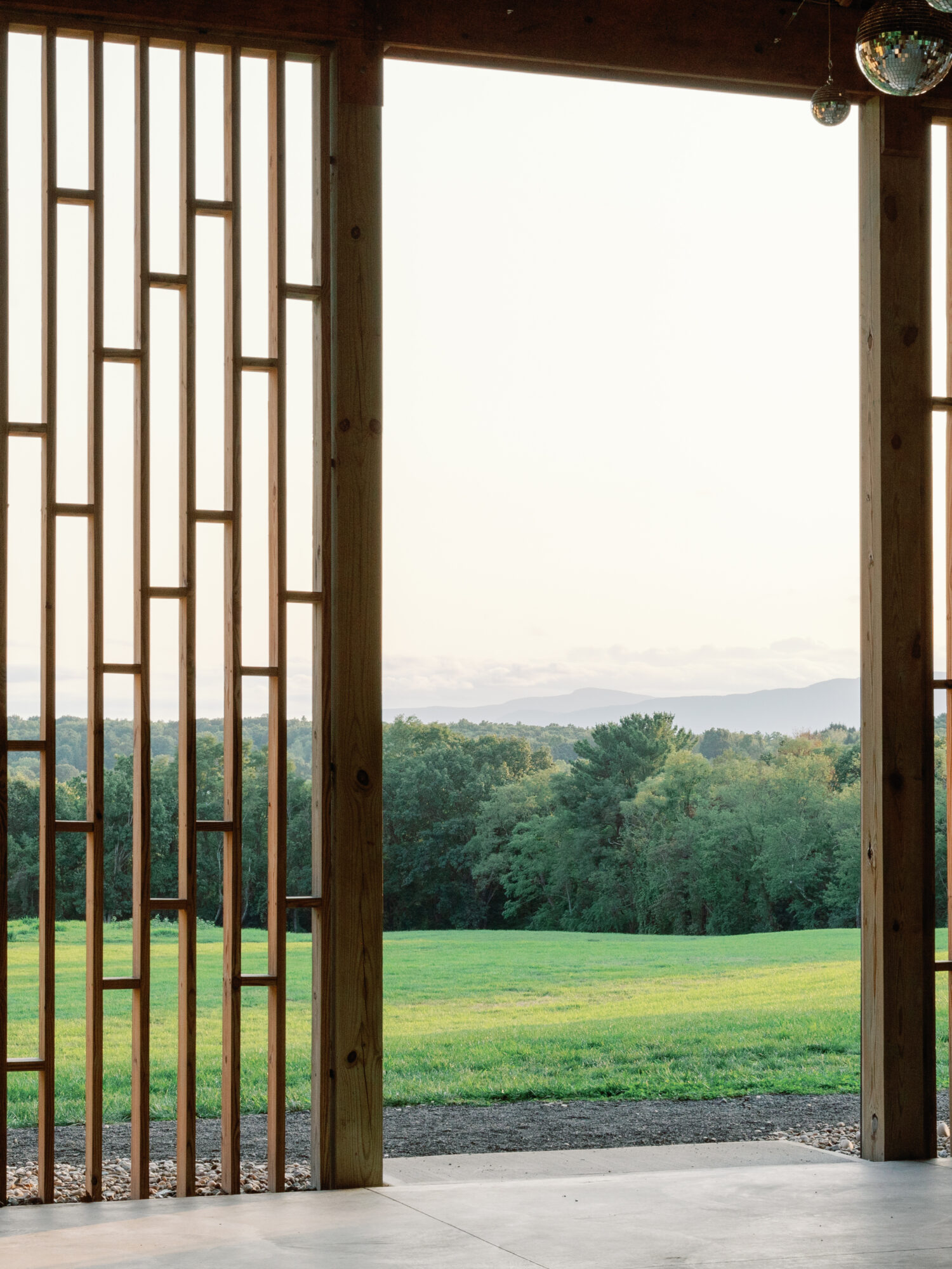 A view of the Mountains in the Catskills from Gather Green, New York wedding venue pavilion